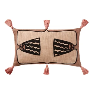 NUEVO RARO Justina Blakeney x Loloi Grace Rubor Borlas Almohada Lumbar Nueva con Etiquetas - Imagen 1 de 4