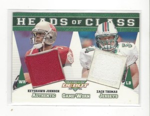 2002 Topps Debut Head of Class Keyshawn Johnson/Zach Thomas JERSEY /399