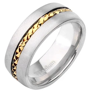 Titan & Gold Mitte zweifarbiger Ehering 8 mm Ring - Bild 1 von 2