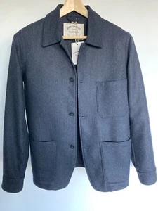 PORTUGUESE FLANNEL Mens SMALL Navy Wool Labura Chore Coat Jacket NWT - Picture 1 of 3
