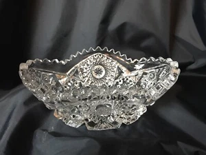 Vintage Imperial glass lead crystal oval serving dish bowl saw tooth edge 50's - Picture 1 of 7