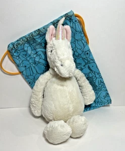 Jellycat London Bashful Unicorn Plush Stuffed Animal White Pink 12 Inch - Picture 1 of 8