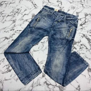 Pantalones de mezclilla para hombre C1077 azul medio chorro de arena nuevos con etiquetas - Imagen 1 de 6