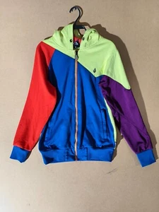 Volcom Full Zip Hoodie Chaqueta Colorblock Rojo Azul Verde Morado XS Fleece - Imagen 1 de 9