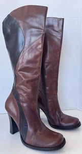 Kenneth Cole REACTION Hermana Chani Marrón Color Bloque Tacón Remolino Botas Y2K Años 90 - Imagen 1 de 15