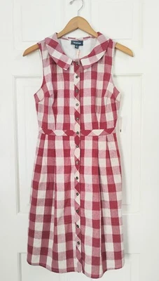 Modcloth Dress Size 6 Red And White Gingham Shift Dress 60's Retro New - Image 1 of 4