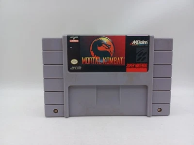 Mortal Kombat (Super Nintendo SNES, 1993) Authentic Cleaned Tested - Re-backed - Image 1 of 4
