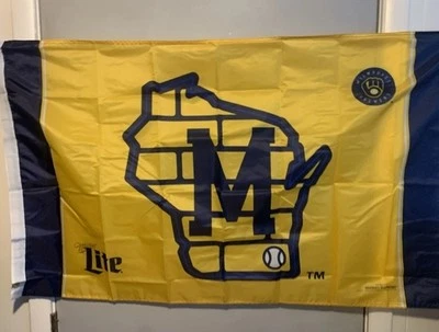 Milwaukee Brewers Miller Lite Beer Flag Wisconsin Brick Banner 2022 NEW - Image 1 of 3