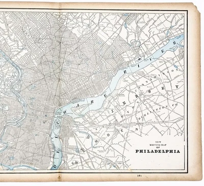 1893 PHILADELPHIA - Pennsylvania Map ORIGINAL (19x12) LARGE Antique  - Image 1 of 4