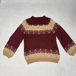 Gorgeous UNBRANDED Ski Sweater Women MEDIUM Burgundy FAIR AISLE 100% MOHAIR - Picture 1 of 6