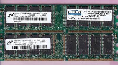 512MB 2x256MB PC-2100 DDR-266 MICRON MT16VDDT3264AG-265B1 DDR1 Ram Memory Kit MY - Image 1 of 2