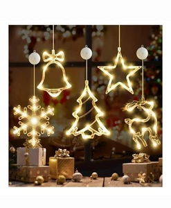 5Pcs Christmas Window Lights Decorations. Battery Powered LED Christmas Lights - Picture 1 of 8