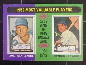 1975 Topps #190 - 1952 • MVPs Bobby Schantz / Hank Sauer - En muy buena condición - Imagen 1 de 2