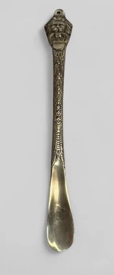 Vintage Solid Brass Lion Head Shoe horn Ornate Golden 14" Korea - Image 1 of 4