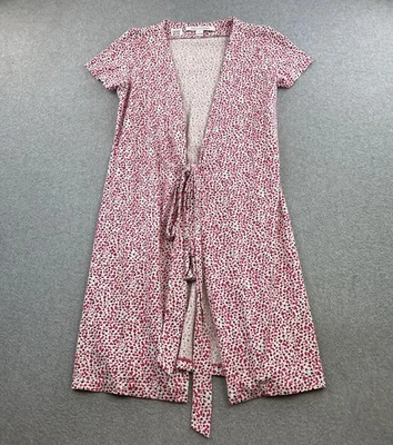 Diane von Furstenberg Dress Womens 4 Pink White Short Sleeve Tie Front Floral - Image 1 of 4