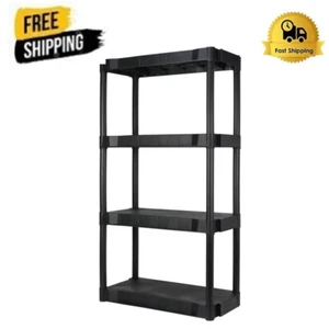 Plastic 4-Tier Garage Shelves Storage Organizer Shelving Unit Easy Assembly US - Picture 1 of 10
