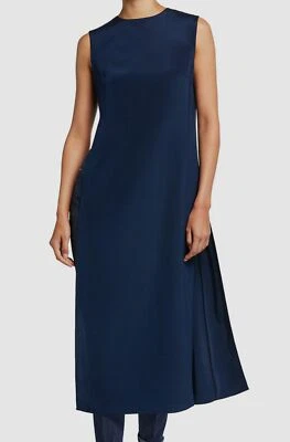 Vestido túnica largo de seda sin mangas con abertura lateral liso azul para mujer Akris talla 4 $1490 Foto 1 de 4
