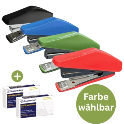 MARKENLOS Heftgerät Tacker Hefter Set + 2000 Heftklammern No.10 Rheita Farbe wählbar *