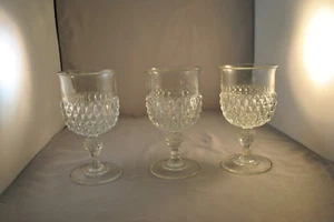 INDIANA GLASS DIAMOND POINT GOBLETS SET OF 3 - Picture 1 of 1