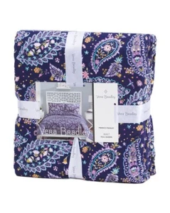 Vera Bradley Queen Paisley French Floral 100% cotton Reversible purple Quilt NWT - Picture 1 of 2