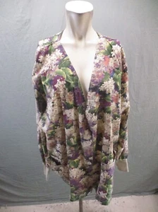 LANDAU Size 3X Womens Multicolor Floral Pocket Long Sleeve Button Up Scrub 057 - Picture 1 of 9