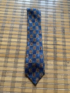 Ferrell Reed Blue & Grey with Brown Leaves Silk Tie - Picture 1 of 4