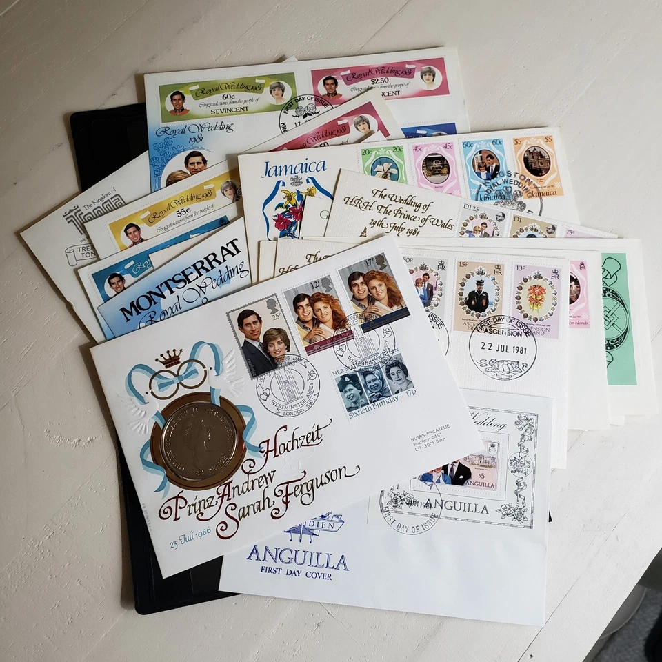 15 Varias Fundas Real Primer Día y Moneda de 25 Peniques Reina Isabel II Santa Elena Foto 1 de 4