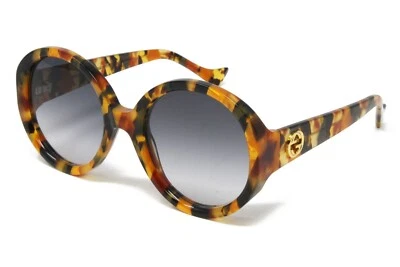 Gafas de sol para mujer Gucci GG1256S-004 Havana 56 mm redondas grises lentes degradadas Foto 1 de 4