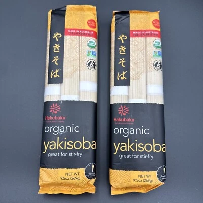 2 paquetes de fideos kosher orgánicos Hakubaku Yakisoba 9,5 OZ no transgénicos ideales para saltear Foto 1 de 4