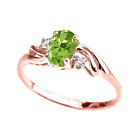 Solid Gold  August Birthstone Cz Peridot Solitaire Ring (yellow/rose/white)