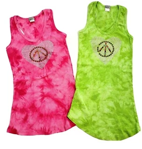 Women's Maternity Ribbed "Peace" Embellished Tie Dye Tank Tops size M - Picture 1 of 2