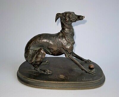 Bronze Skulptur Windhund Mit Kugel Pierre Jules Méne 19. Jhd. Frankreich Hund • 735.87€