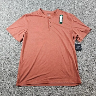 01 Algo Shirt Mens XL Orange Red Henley Performance Stretch Casual Quick Dry - Image 1 of 4