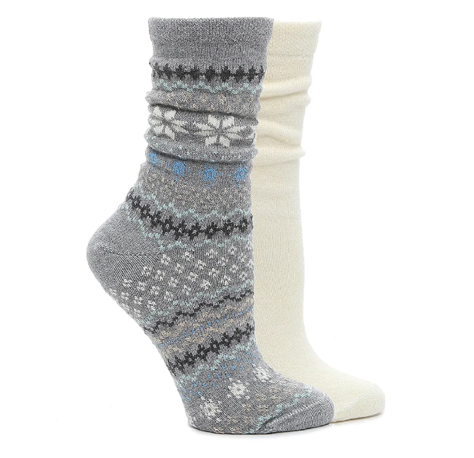 Paquete de 2 calcetines de bota HUE súper suaves Fairisle - gris/blanco Foto 1 de 1