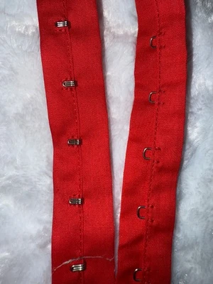 3 yardas rojo cereza algodón plata metal gancho ojo cinta costura 1" ancho Foto 1 de 2