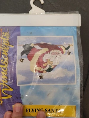 NUEVO Bandera grande vintage Windsculpts Flying Santa al aire libre 30x47” aplicada Foto 1 de 4