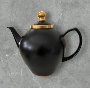 RARA TETERA VINTAGE MARYSE BOXER/SAMUEL HEATH NEGRA Y DORADA ¡NUNCA USADA COMO NUEVA! - Imagen 1 de 19