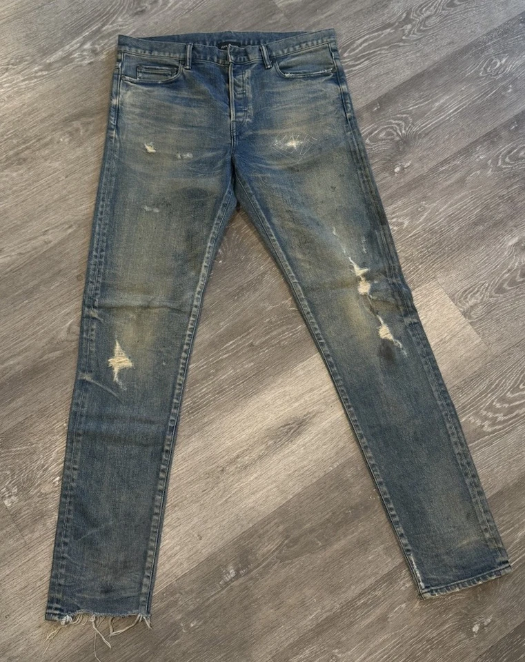 Pantalones de mezclilla para hombre John Elliott desgastados ajustados talla 32 Foto 1 de 4