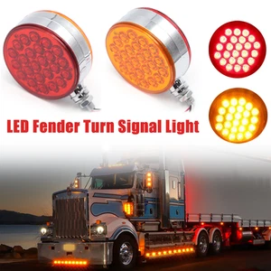Luces de señal de giro de pedestal de guardabarros redondas ámbar/rojo de doble cara 48 LED para camión - Imagen 1 de 20