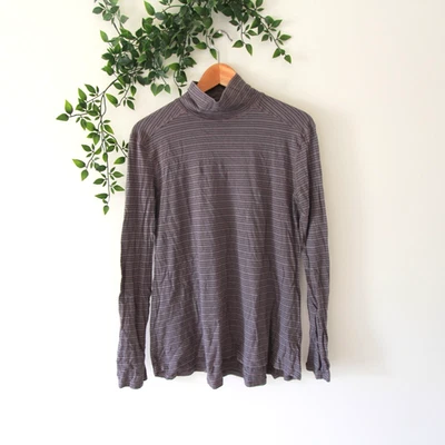 Top para mujer Mountain Khakis gris a rayas calce relajado manga larga cuello alto talla M Foto 1 de 4