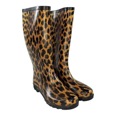 Botas de lluvia Smoky Mountain para mujer 9 caña de acero leopardo goma estampado animal zapatos Foto 1 de 4