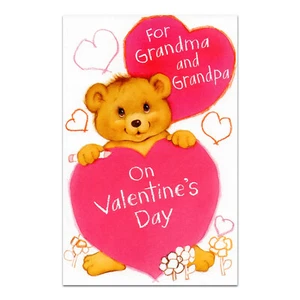Cute Bear VALENTINE'S DAY Card FOR GRANDPARENTS by American Greetings + Envelope - Picture 1 of 4