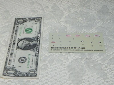 New Decals: 1965 Chevelle Z-16 #7611R4300  Revell-Monogram  1996 - Image 1 of 2