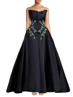 Vestido de Baile ZAC POSEN Plisado Sin Tirantes, Color Medianoche, Cremallera Trasera, Talla 8 $17,990 Foto 1 de 4
