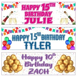 BUY 1 GET 1 FREE Personalised Birthday Banner 10th 20th 30th 40th 50th 60th - Picture 1 of 19