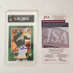 Jose Canseco 1997 Skybox EX-2000 base #37 su carta autografo JSA HGA - Foto 1 di 9