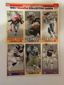 Hoja de 6 tarjetas de coleccionista de fútbol americano GameDay de McDonalds 1993 #2 - Imagen 1 de 2