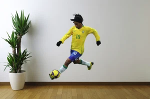 Ronaldinho Wall Sticker Soccer Brazil Mens National Team Decal Cling  - Picture 1 of 1