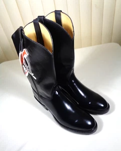 Justin Tobias black leather western Cowboy Boots Men's sz 10 D ~ new with tags - Picture 1 of 22