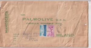 ITALIA 1957 60L ANNIVERSARIO + 30L LAVORO MANOSCRITTI DA VENEZIA X PALMOLIVE MI